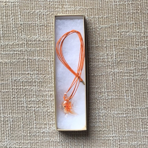 Glass Angel Fish Orange Cord Necklace - Picture 2 of 5